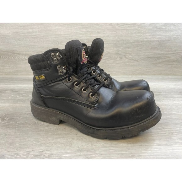 Brahma Gus MNBR46DP003 Men's Black Leather Steel Toe Lace Up